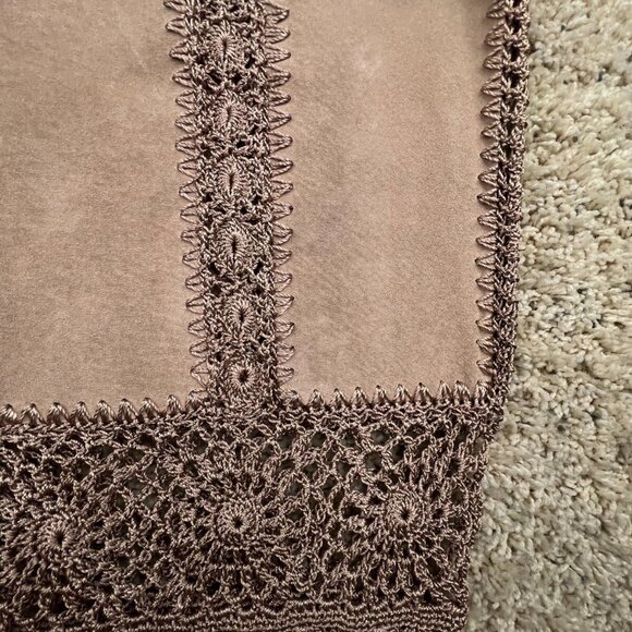 VTG DEADSTOCK SCULLY Leather Vest Button Up Intricate Knit Women’s Button Top - Picture 7 of 13